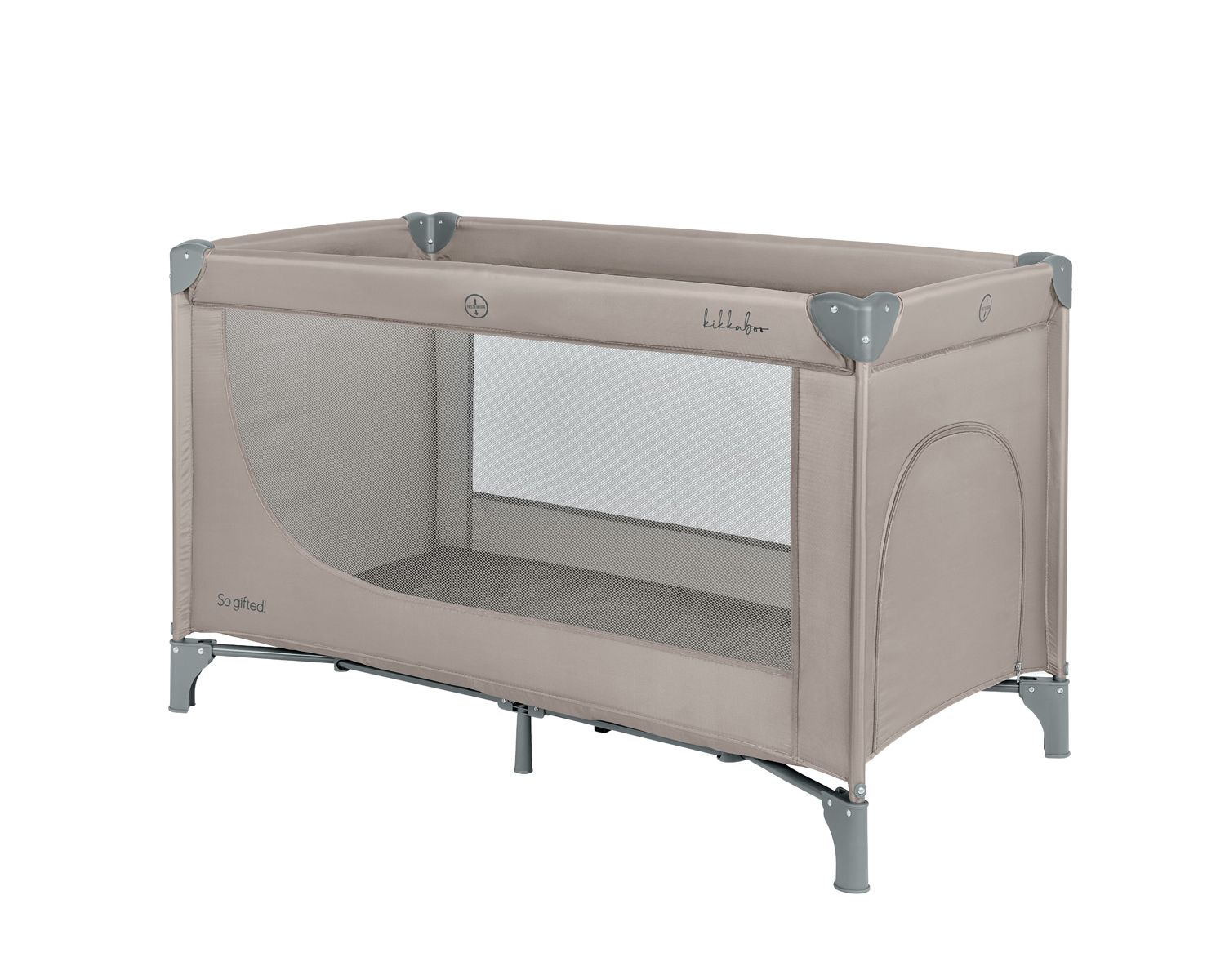 Kikkaboo Reisebett so gifted eine Ebene, weiche Matratzenauflage, Seiteneingang beige braun 