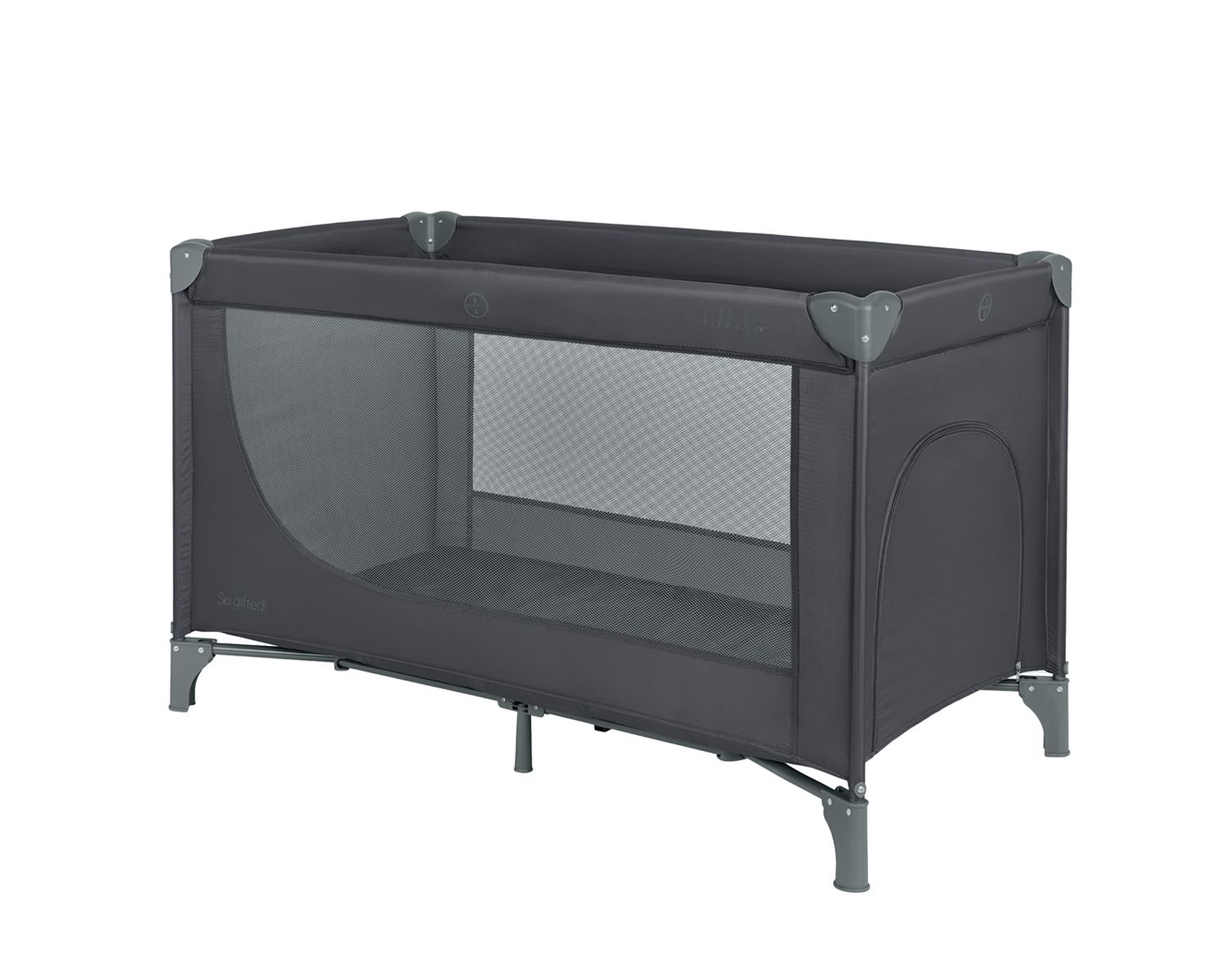 Kikkaboo Reisebett so gifted eine Ebene, weiche Matratzenauflage, Seiteneingang schwarz 