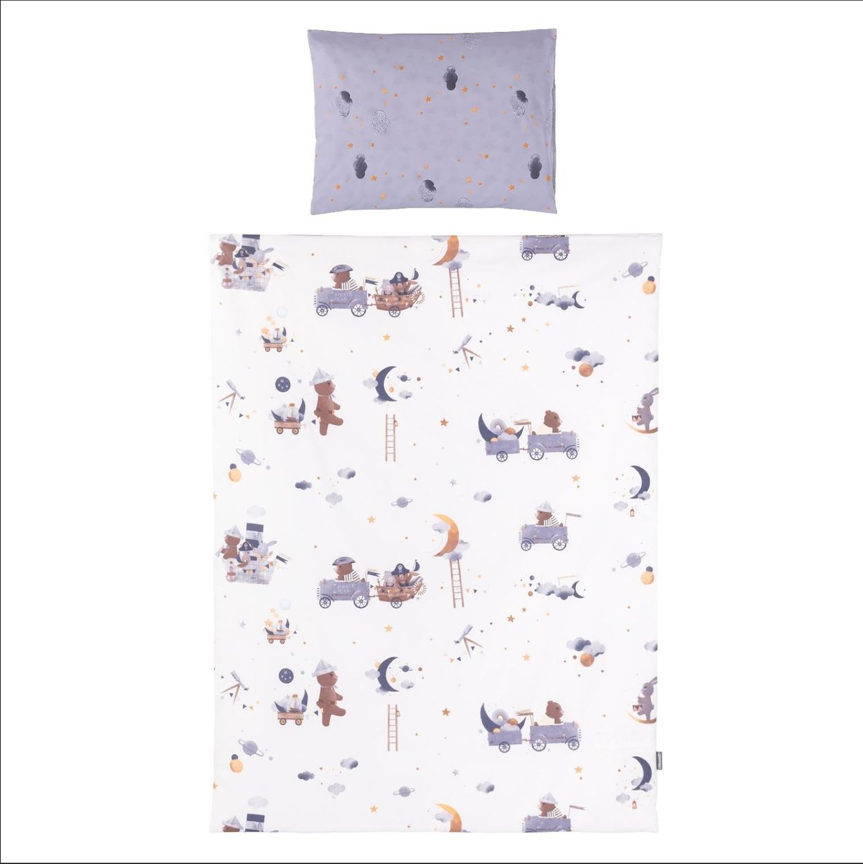 Chipolino Babybettw&auml;sche 3-teilig, Decke 130 x 100 cm, Kissen 45 x 35 cm, Laken lila Sterne 