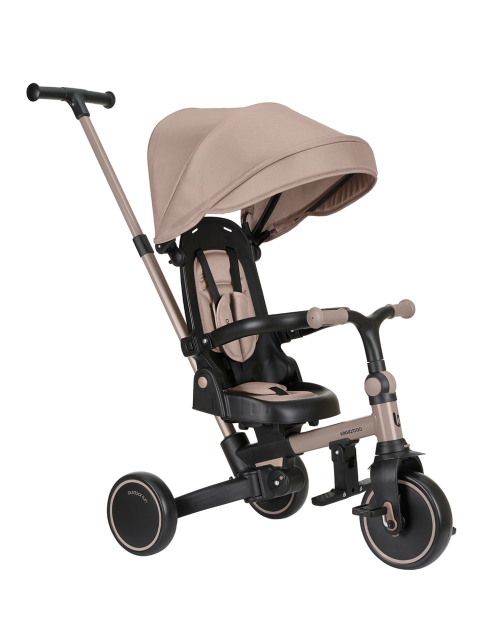 Kikka boo Dreirad Aluma 5 in 1 Laufrad Schiebegriff Fu&szlig;st&uuml;tze Tragegriff Bremse beige 