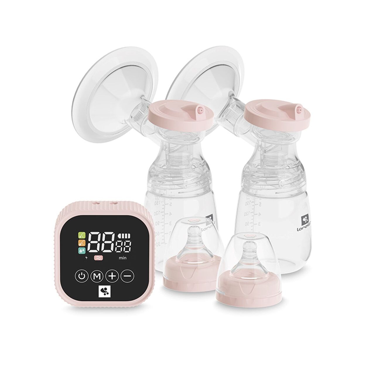 Doppelmilchpumpe Eva elektrisch Fassungsvermögen  USB-Kabel Timer rosa