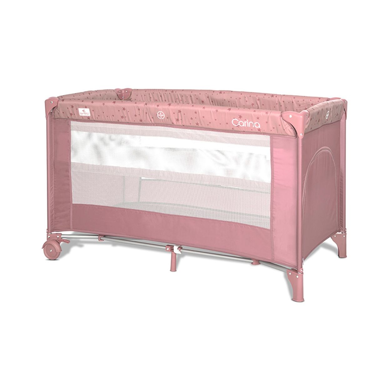 Lorelli Reisebett Carina 2 Ebenen Matratze Tragetasche faltbar R&auml;der mit Bremse pink 
