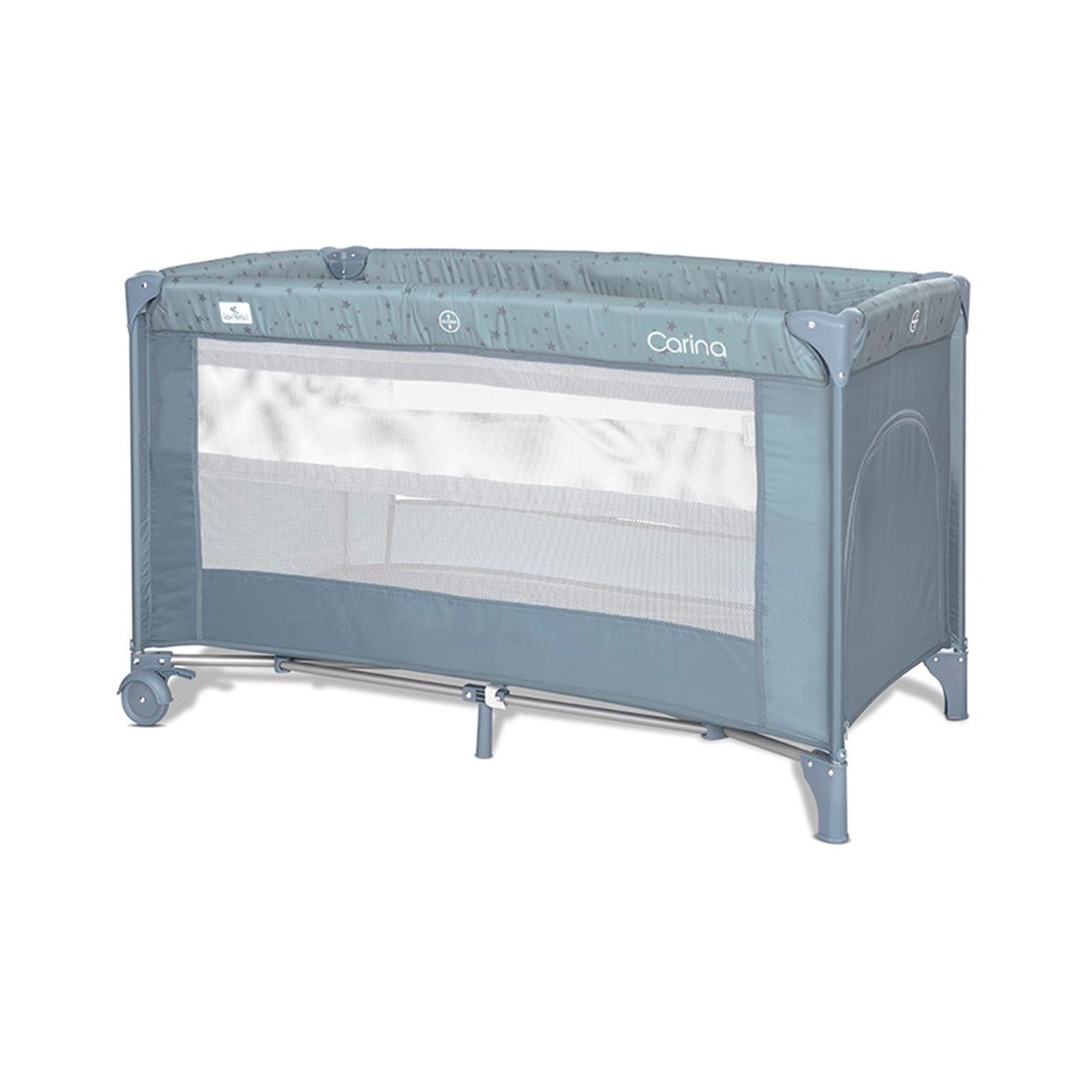 Lorelli Reisebett Carina 2 Ebenen Matratze Tragetasche faltbar R&auml;der mit Bremse blau 