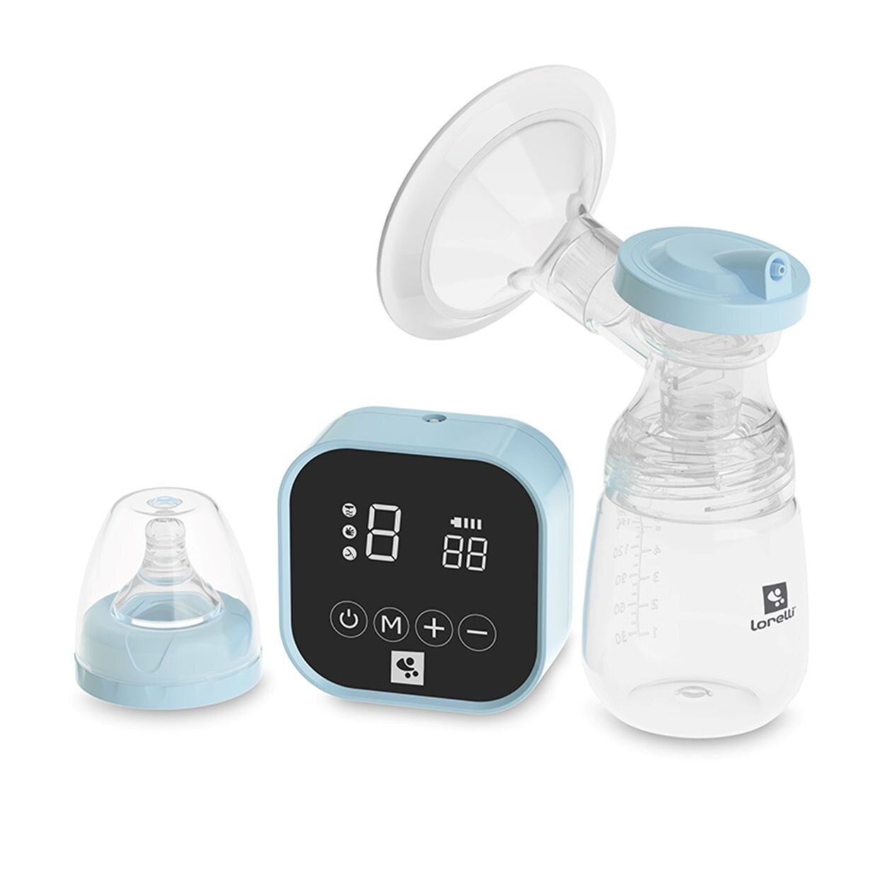 Milchpumpe Lea elektrisch  Timer LED-Anzeige 4 Modi 9 Vakuumstufen blau