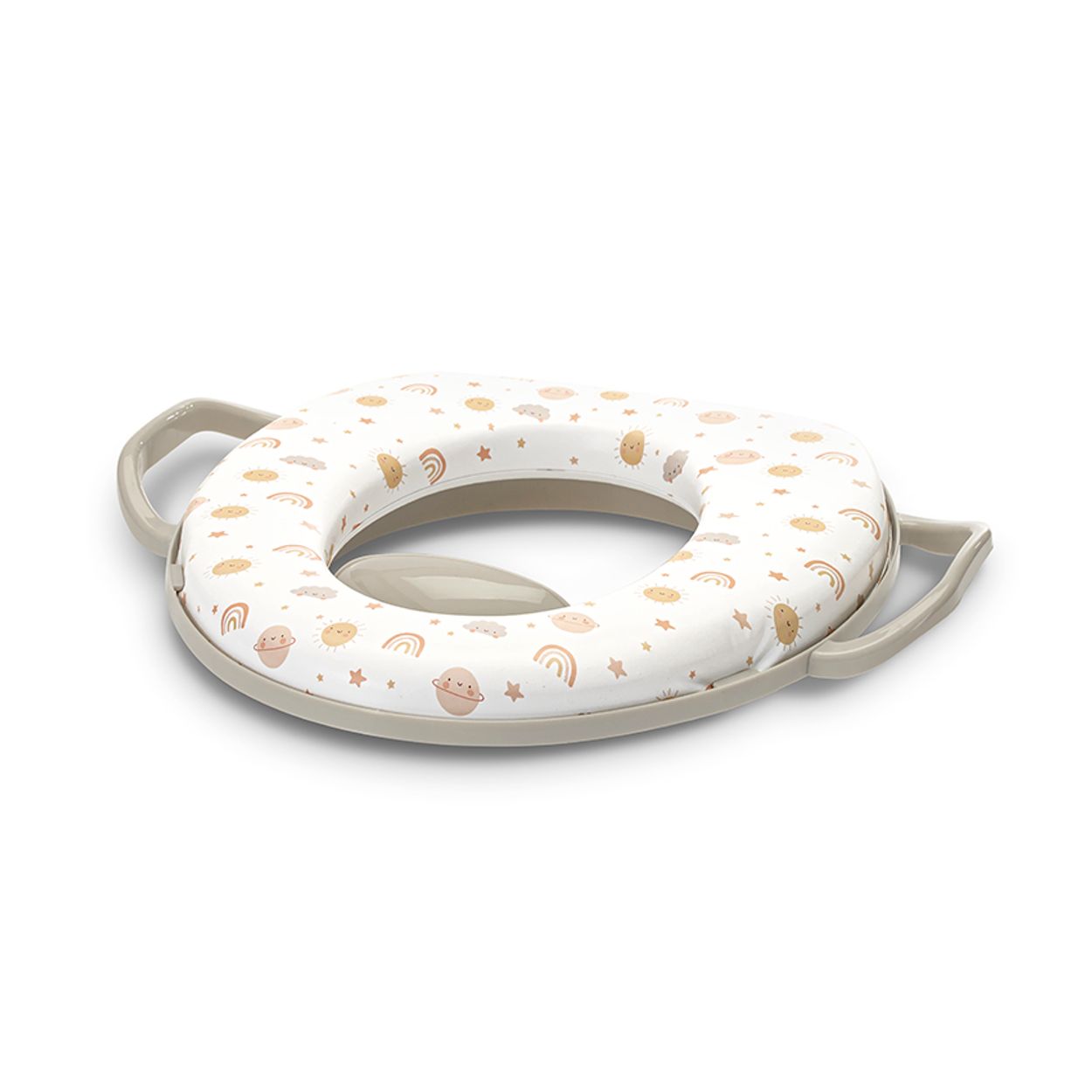 Lorelli Toilettensitz mit Handgriff weich gepolstert Spritzschutz aus Kunststoff beige/braun 