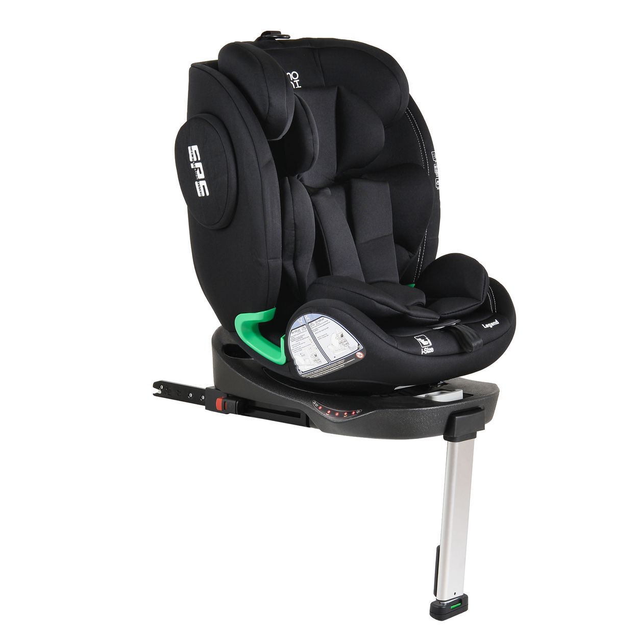 Moni Kindersitz Legend i-Size (40-150cm) Isofix 360 Grad-Drehung St&uuml;tzbein SPS schwarz 