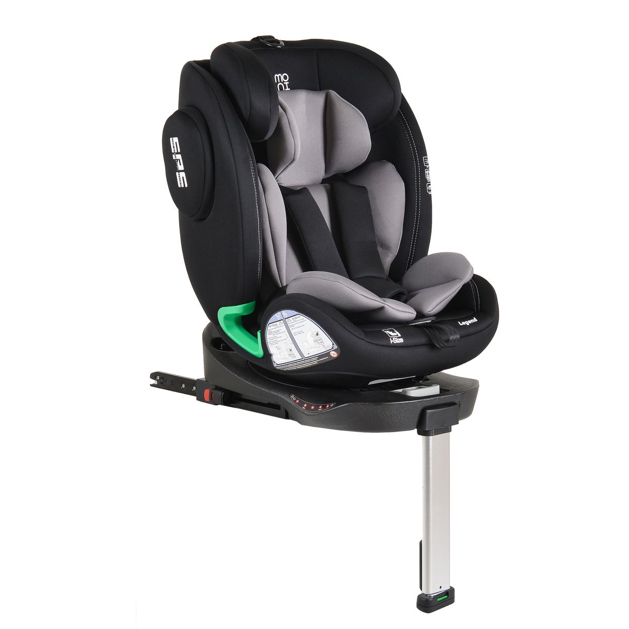 Moni Kindersitz Legend i-Size (40-150cm) Isofix 360 Grad-Drehung St&uuml;tzbein SPS grau 