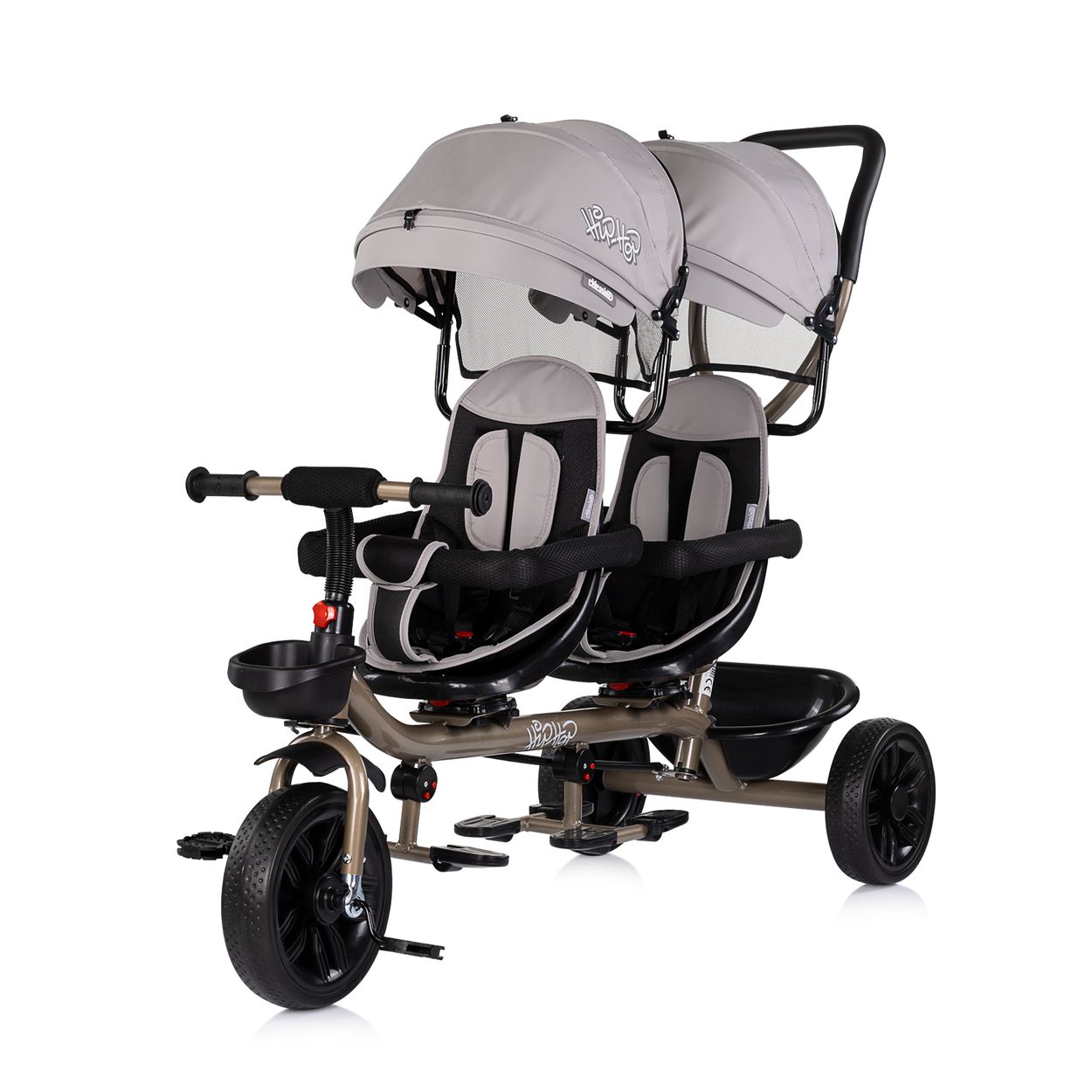 Chipolino Zwillingsdreirad Hip Hop, zwei Kinder, bis 40 kg, Sitze 360&deg; drehbar hellbraun - Bild 1