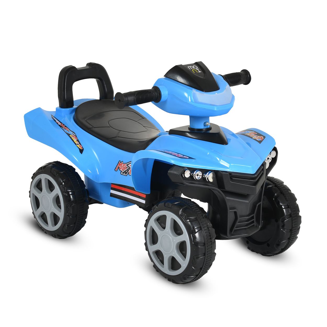 Moni Rutschfahrzeug No Fear 999 R&uuml;ckenlehne Melodien Licht Kunststoffreifen blau 