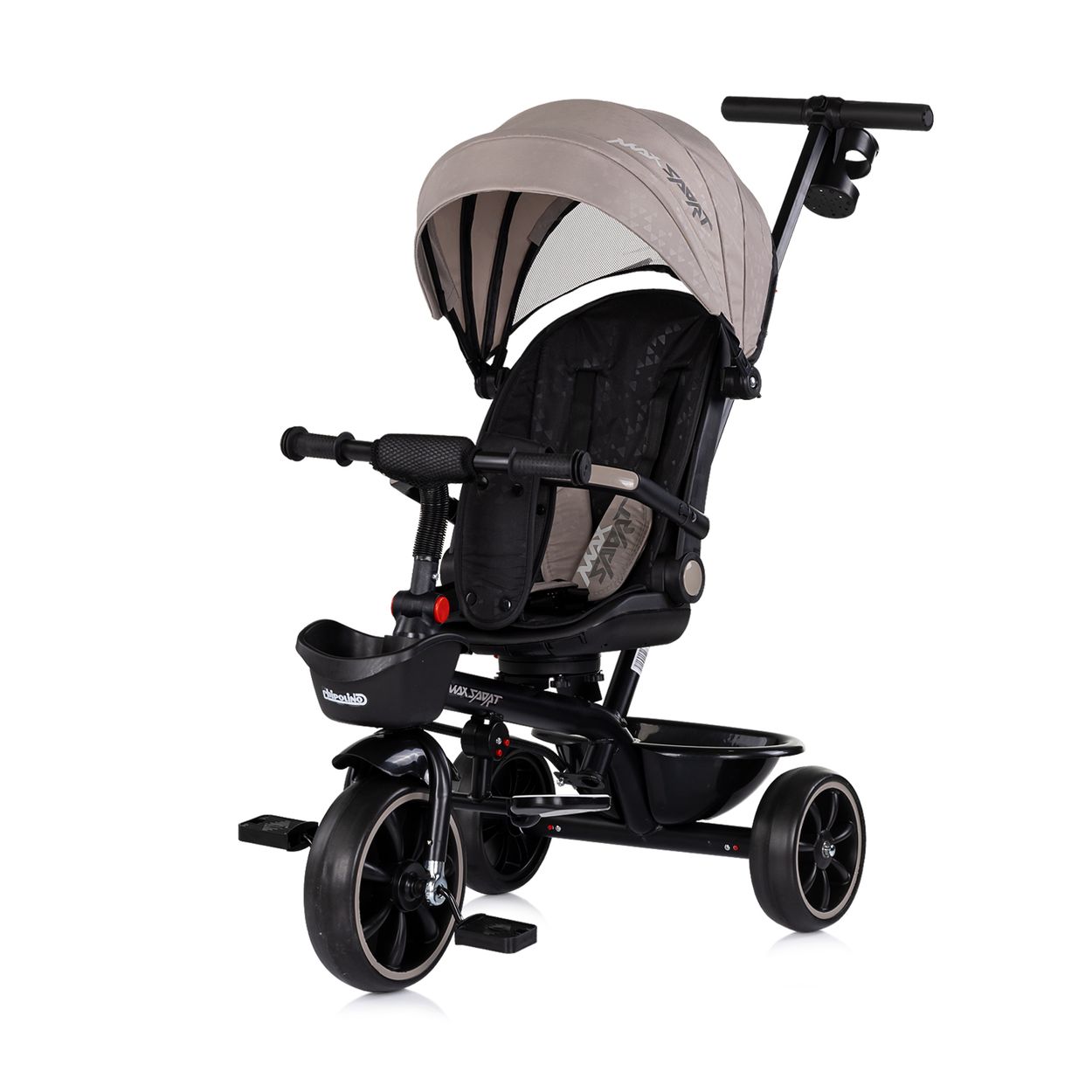 Chipolino Tricycle Max Sport 2 in 1, Dreirad, Becherhalter, Sitz umkehrbar, Korb braun schwarz 