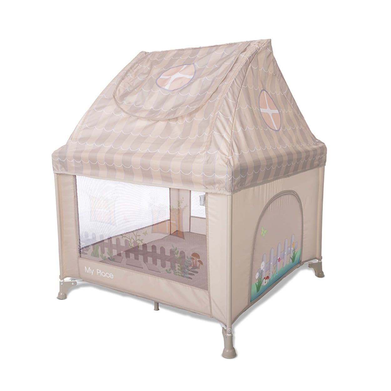 Lorelli Reisebett My Place Dach Fenster faltbar Matratze Schlupfloch Tragetasche beige