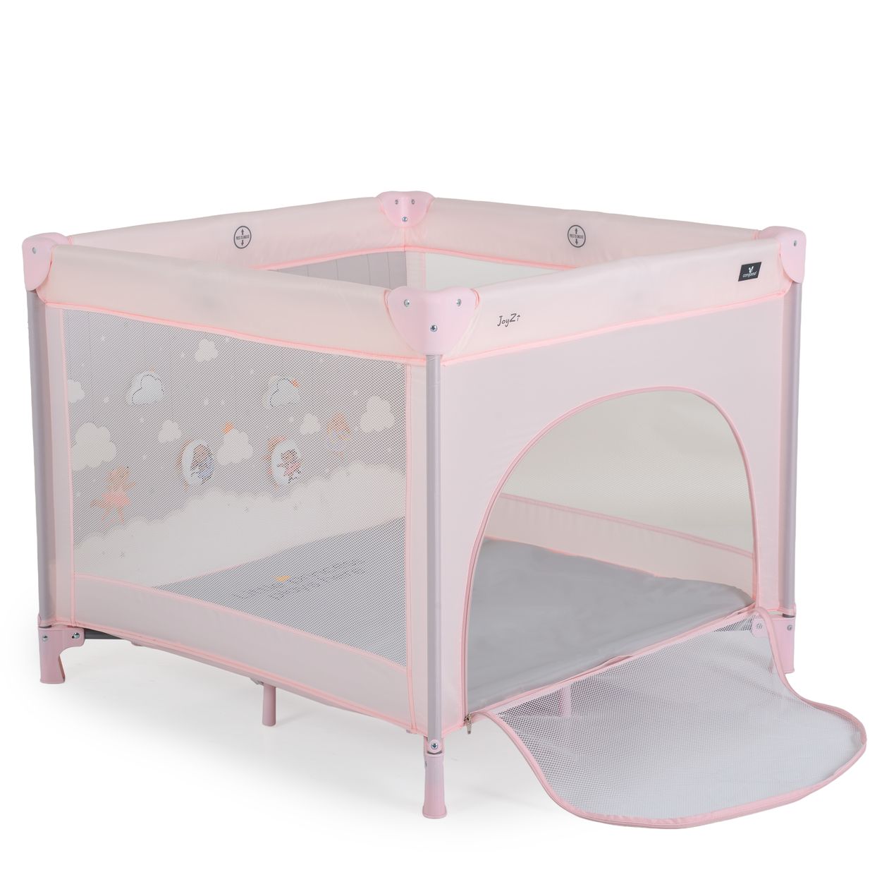 Cangaroo Laufstall Joyzi Matratze Reisebett faltbar Tasche vier Pl&uuml;schfiguren rosa 