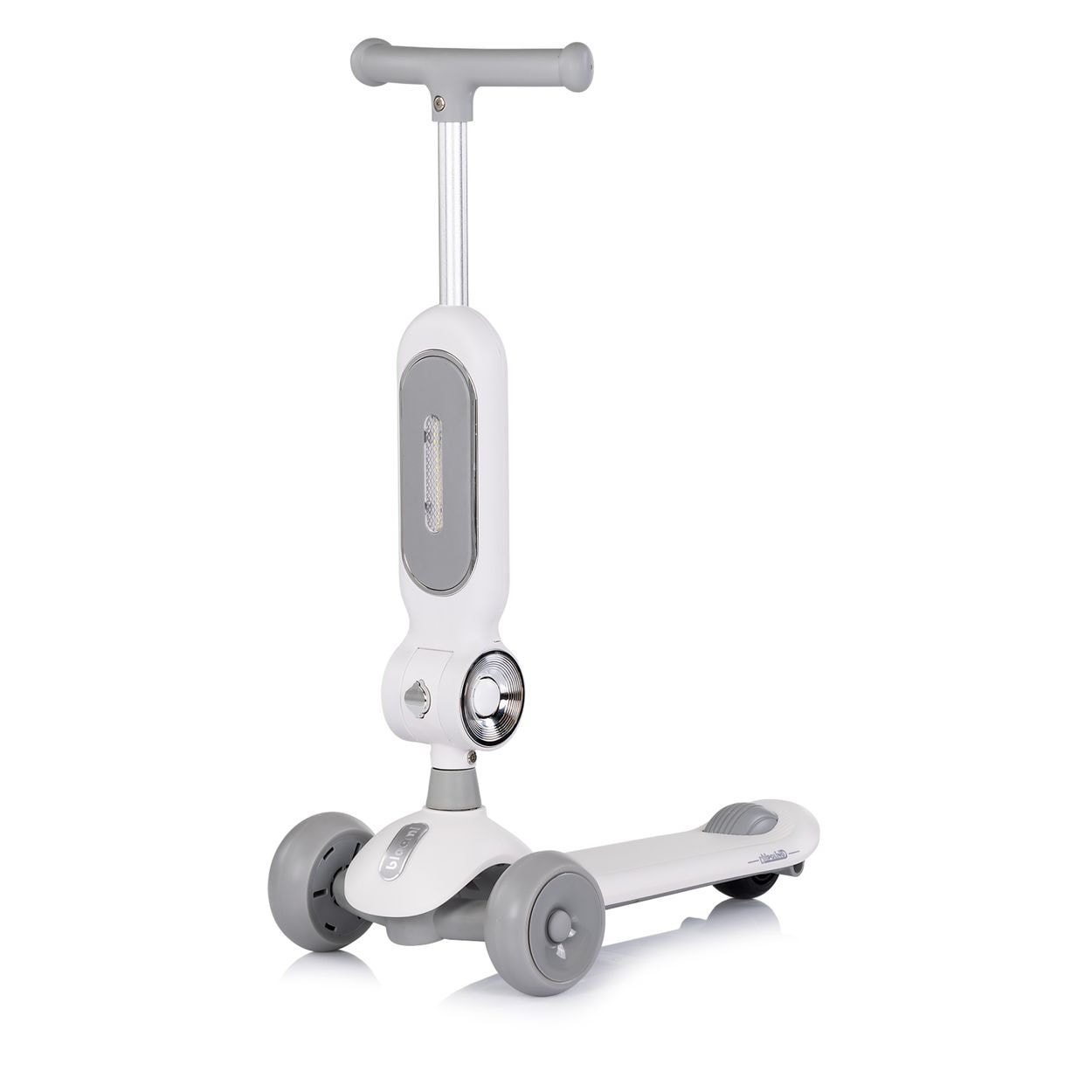 Chipolino Kinderroller Bloomi 2 in 1 Laufrad Sitz PU-R&auml;der Lichteffekte Bremse grau 