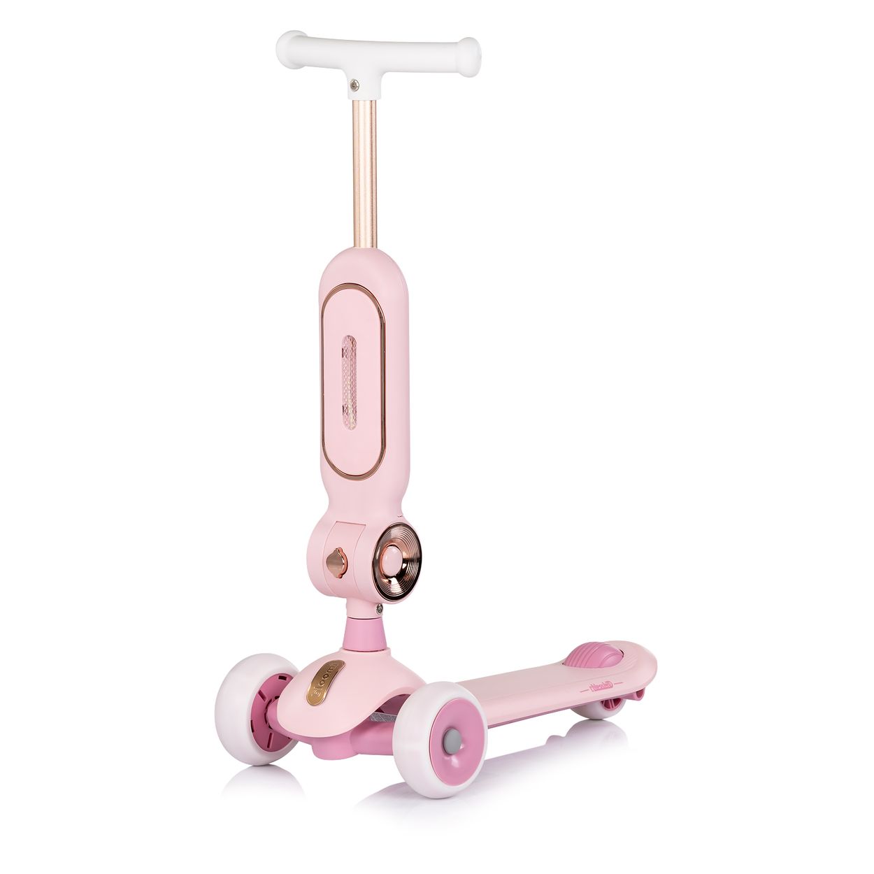 Chipolino Kinderroller Bloomi 2 in 1 Laufrad Sitz PU-R&auml;der Lichteffekte Bremse rosa 