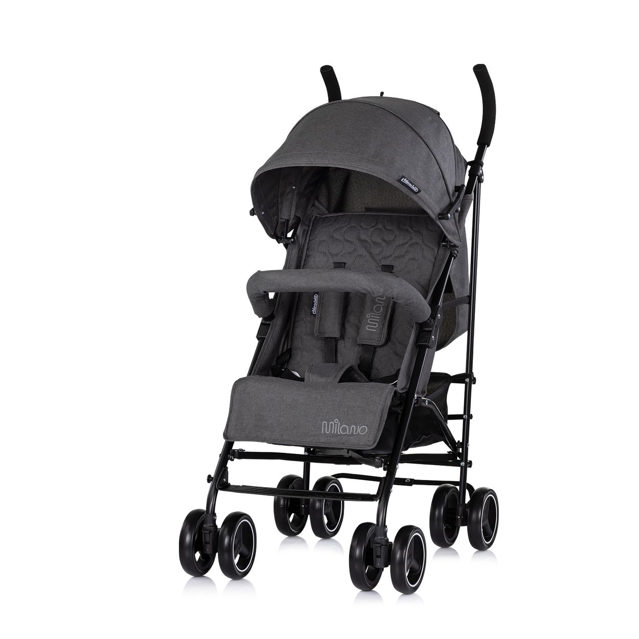 Chipolino Kinderwagen Milano Buggy bis 22 kg, R&uuml;ckenlehne verstellbar, faltbar grau dunkelgrau 