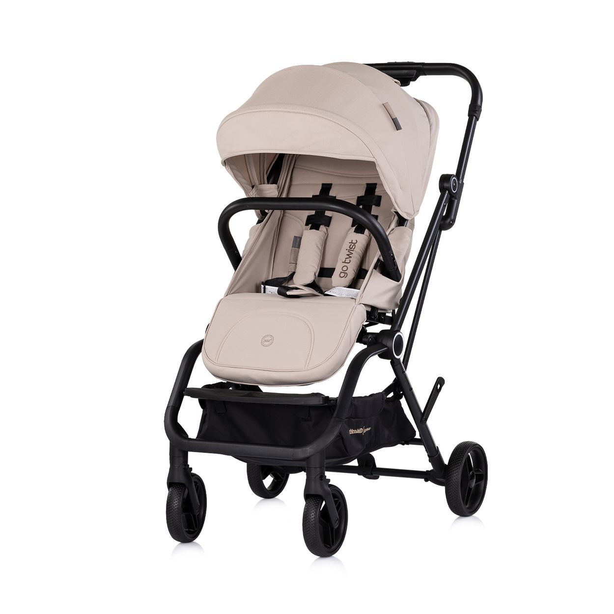 Chipolino Kinderwagen Go Twist Sitz drehbar PU-Reifen klappbar Federung Korb beige 