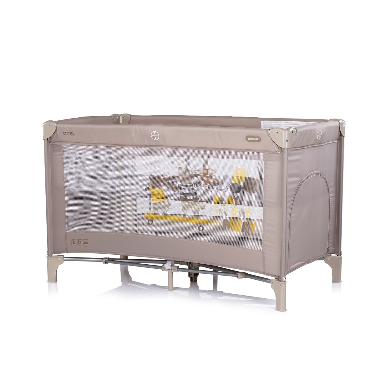 Chipolino Reisebett Ariel, 2 Ebenen, Tragetasche, Seiteneingang, Seitentasche beige braun 