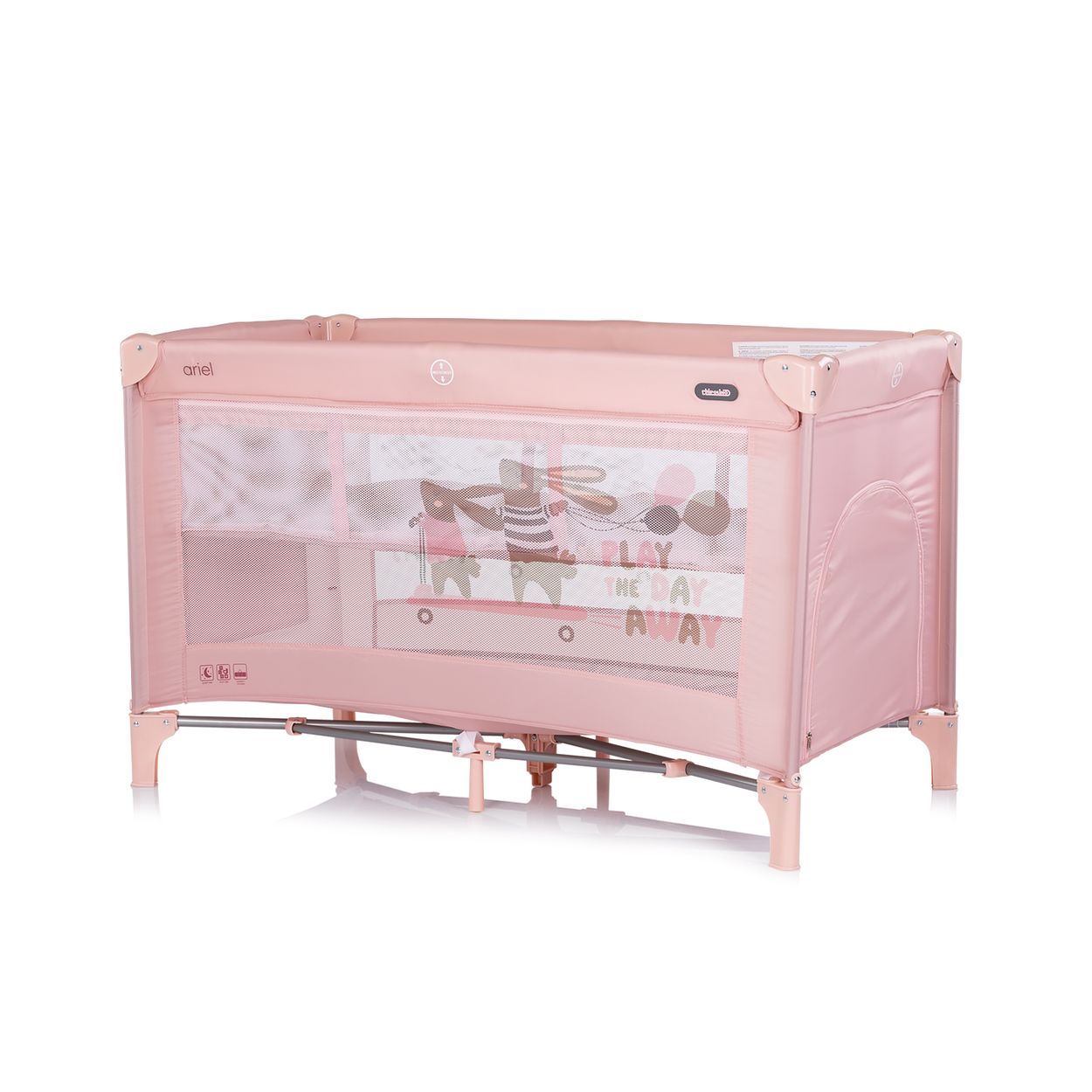 Chipolino Reisebett Ariel, 2 Ebenen, Tragetasche, Seiteneingang, Seitentasche wei&szlig; rosa 