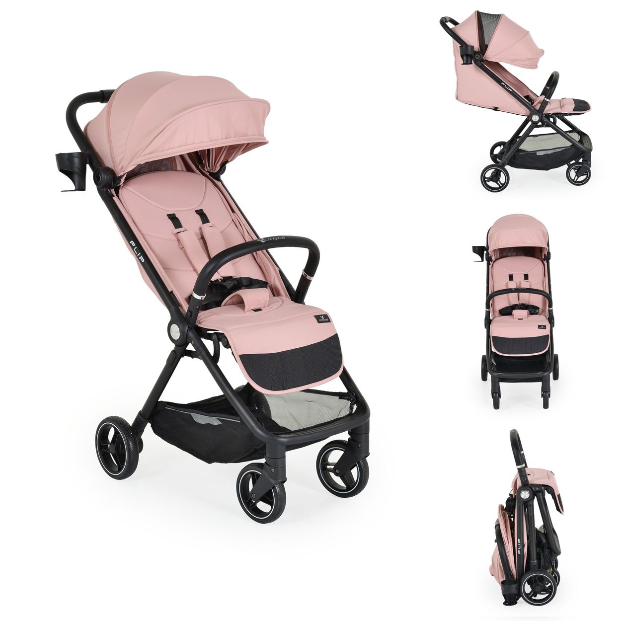 Cangaroo Kinderwagen, Sommerbuggy Flip klappbar Getr&auml;nkehalter Korb Sto&szlig;d&auml;mpfer rosa 