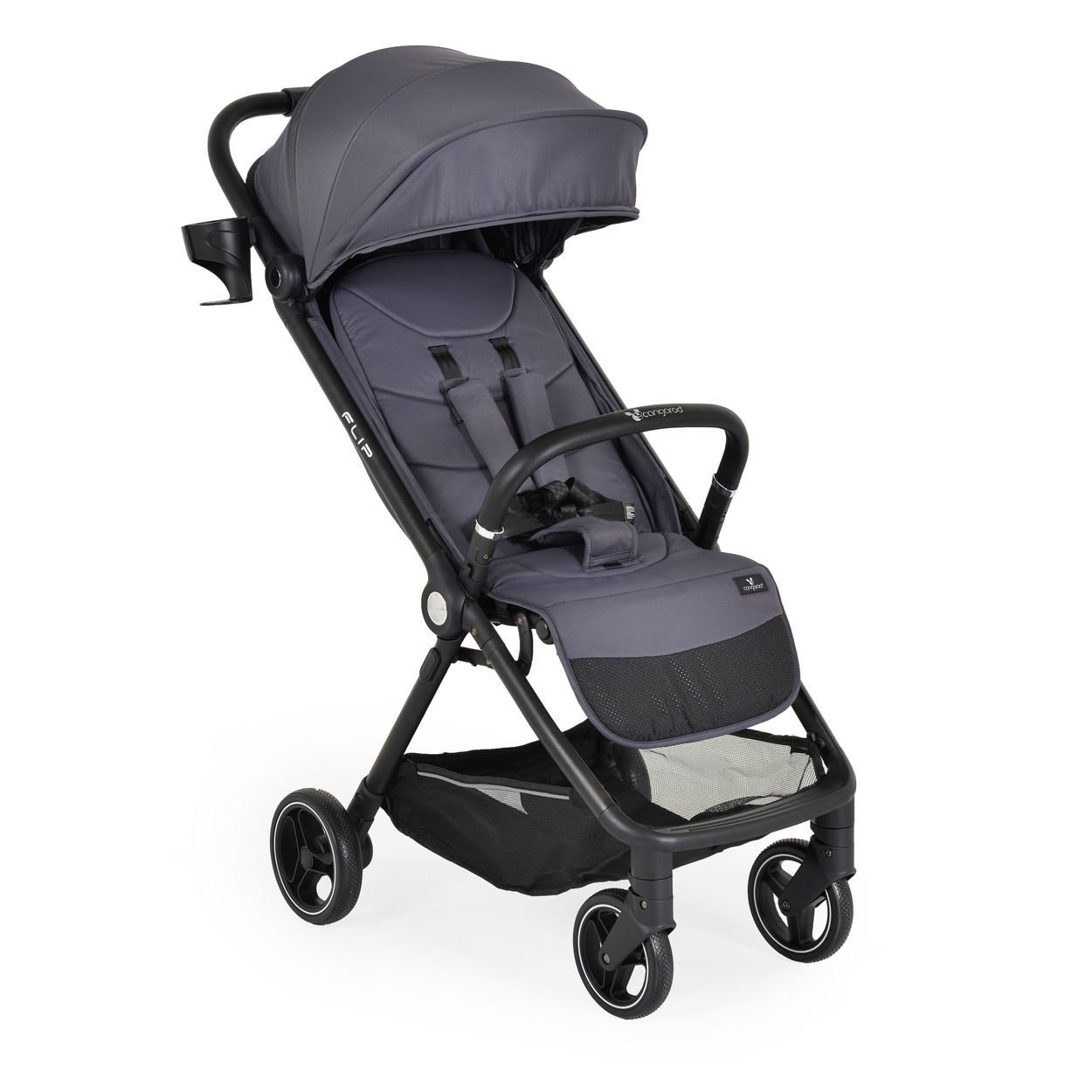 Cangaroo Kinderwagen, Sommerbuggy Flip klappbar Getr&auml;nkehalter Korb Sto&szlig;d&auml;mpfer grau 