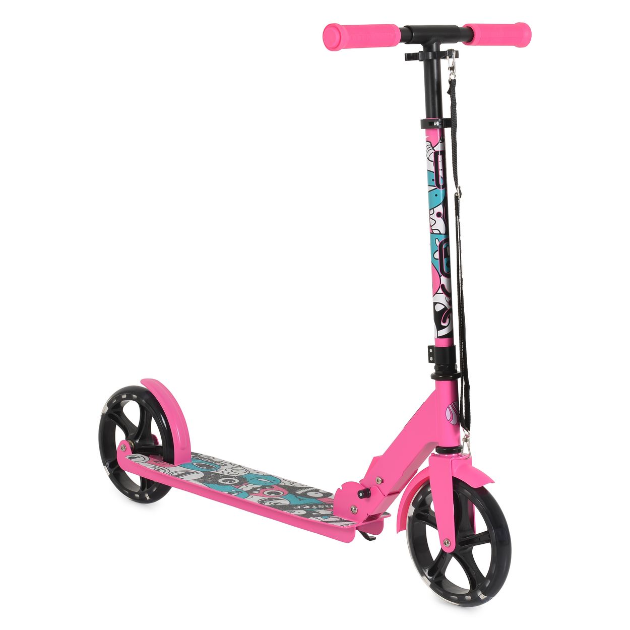 Byox Kinderroller Monster klappbar PU-R&auml;der LED ABEC-7 St&auml;nder bis 100 kg rosa 