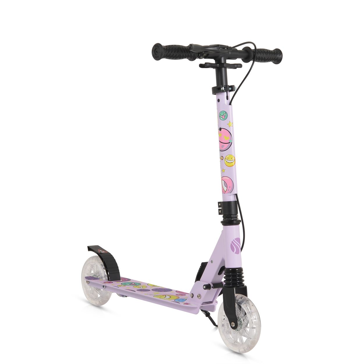 Byox Kinderroller Snazzy faltbar Hinterradbremse Seitenst&auml;nder LED-R&auml;der 100 kg lila 
