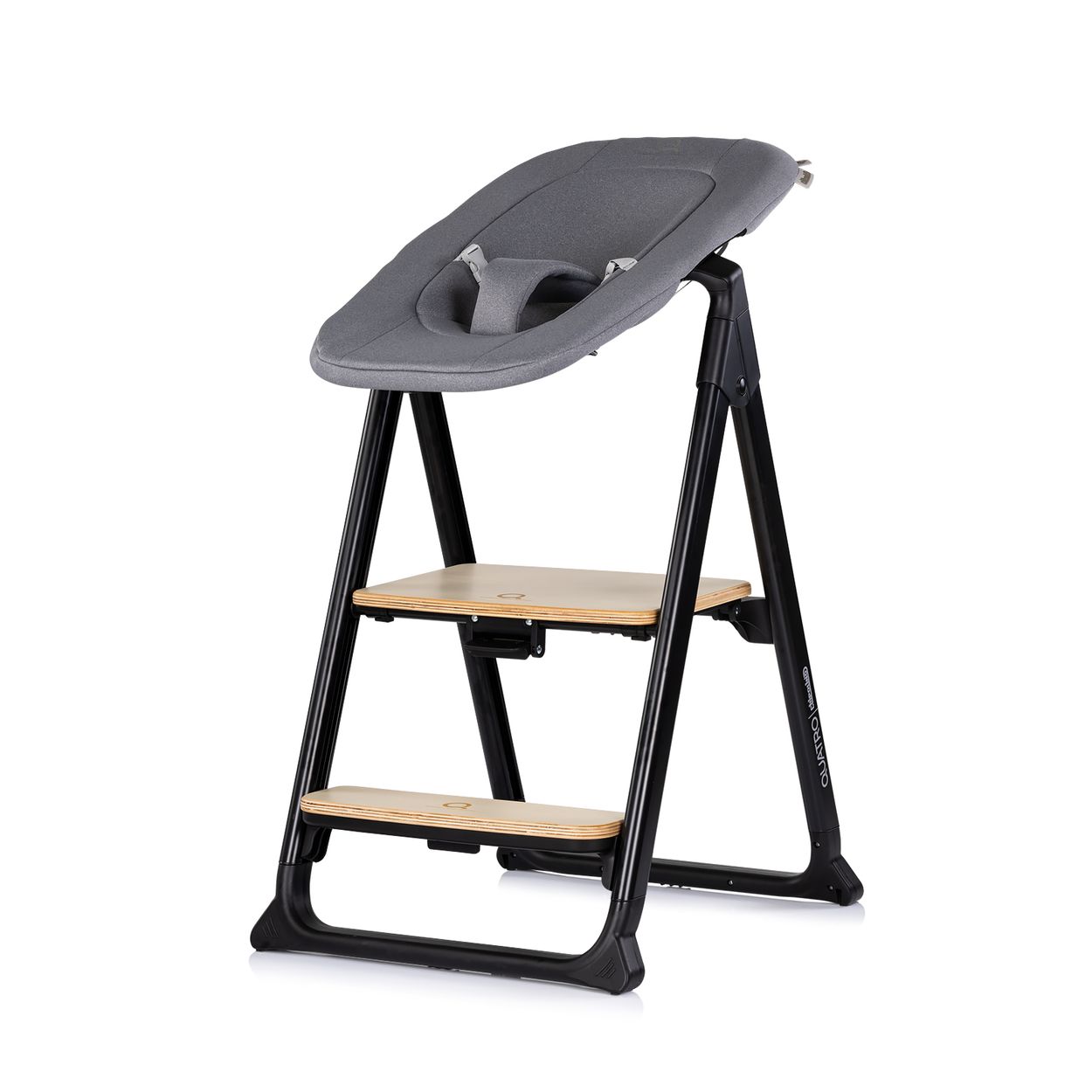 Chipolino Hochstuhl Quatro 4in1 Babywippe Lernturm Kinderstuhl Tablett Fu&szlig;st&uuml;tze dunkelgrau 