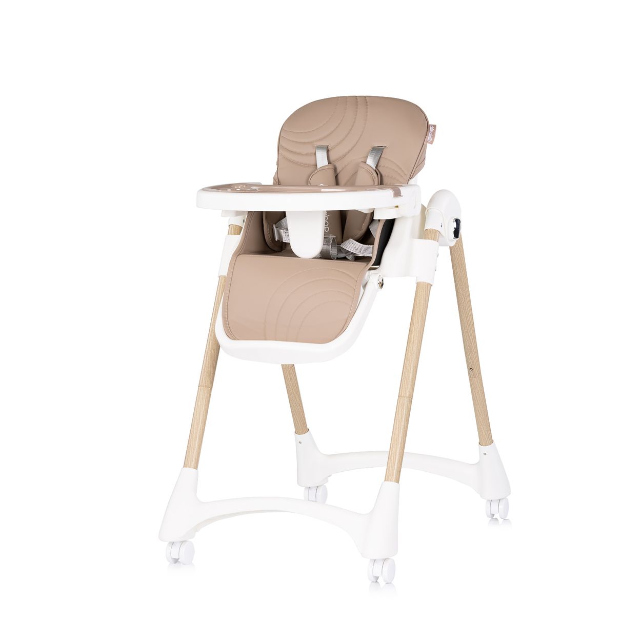 Chipolino Kinderhochstuhl Candy Shop, 4 R&auml;der, verstellbar, Fu&szlig;st&uuml;tze, faltbar wei&szlig; beige 