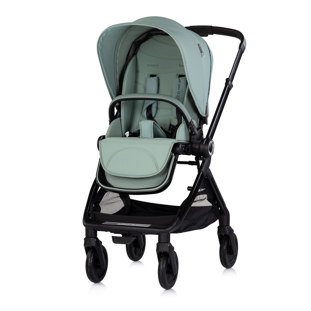 Chipolino Kombikinderwagen Elite 2 in 1 next GEN klappbar Fu&szlig;sack Moskitonetz gr&uuml;n 