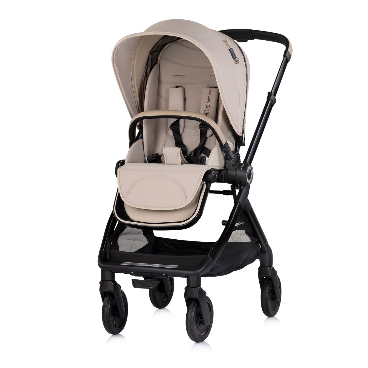 Chipolino Kombikinderwagen Elite 2 in 1 next GEN klappbar Fu&szlig;sack Moskitonetz beige 