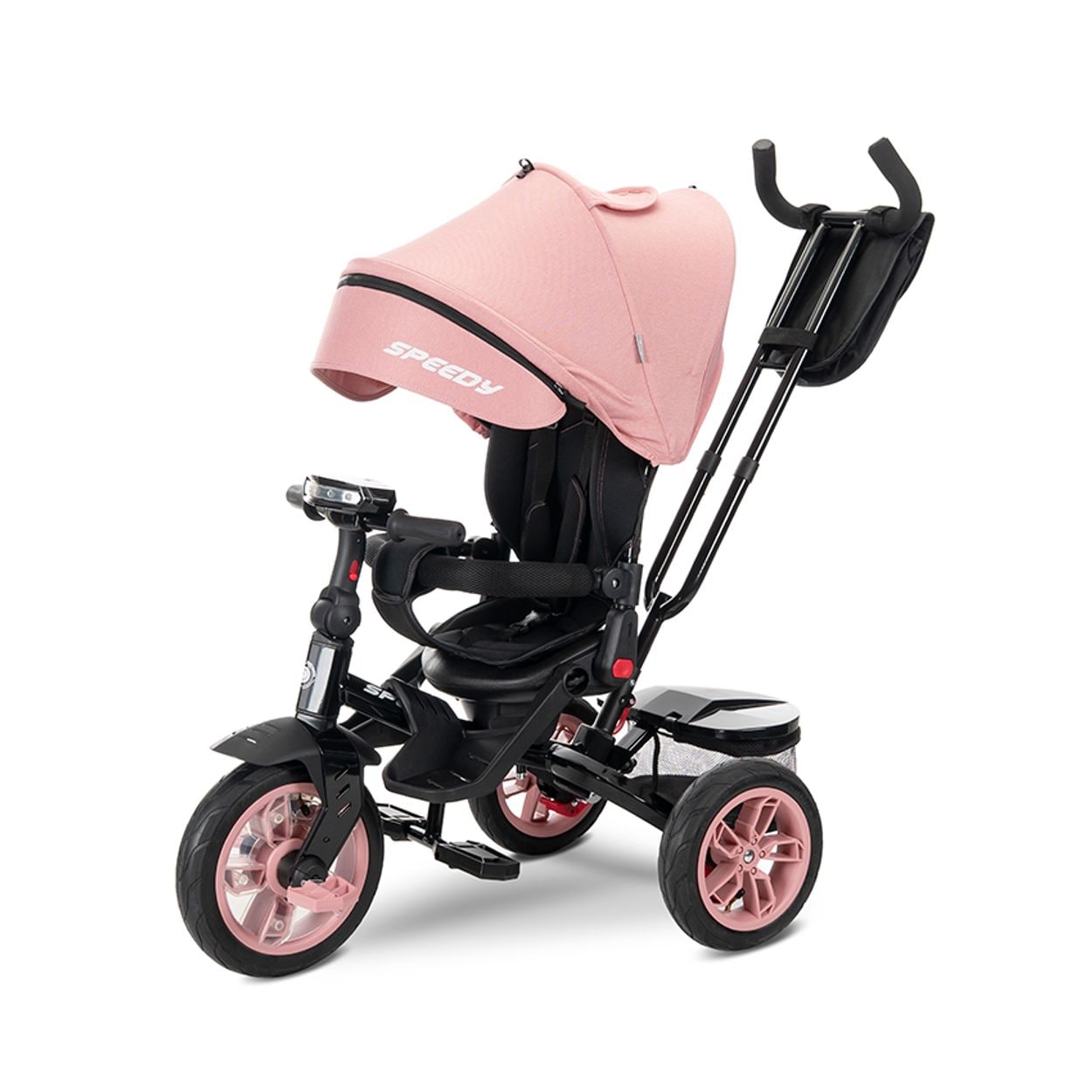 Lorelli Tricycle Speedy, Luftreifen, drehbarer Sitz, Musik, Licht, Schubstange pink 