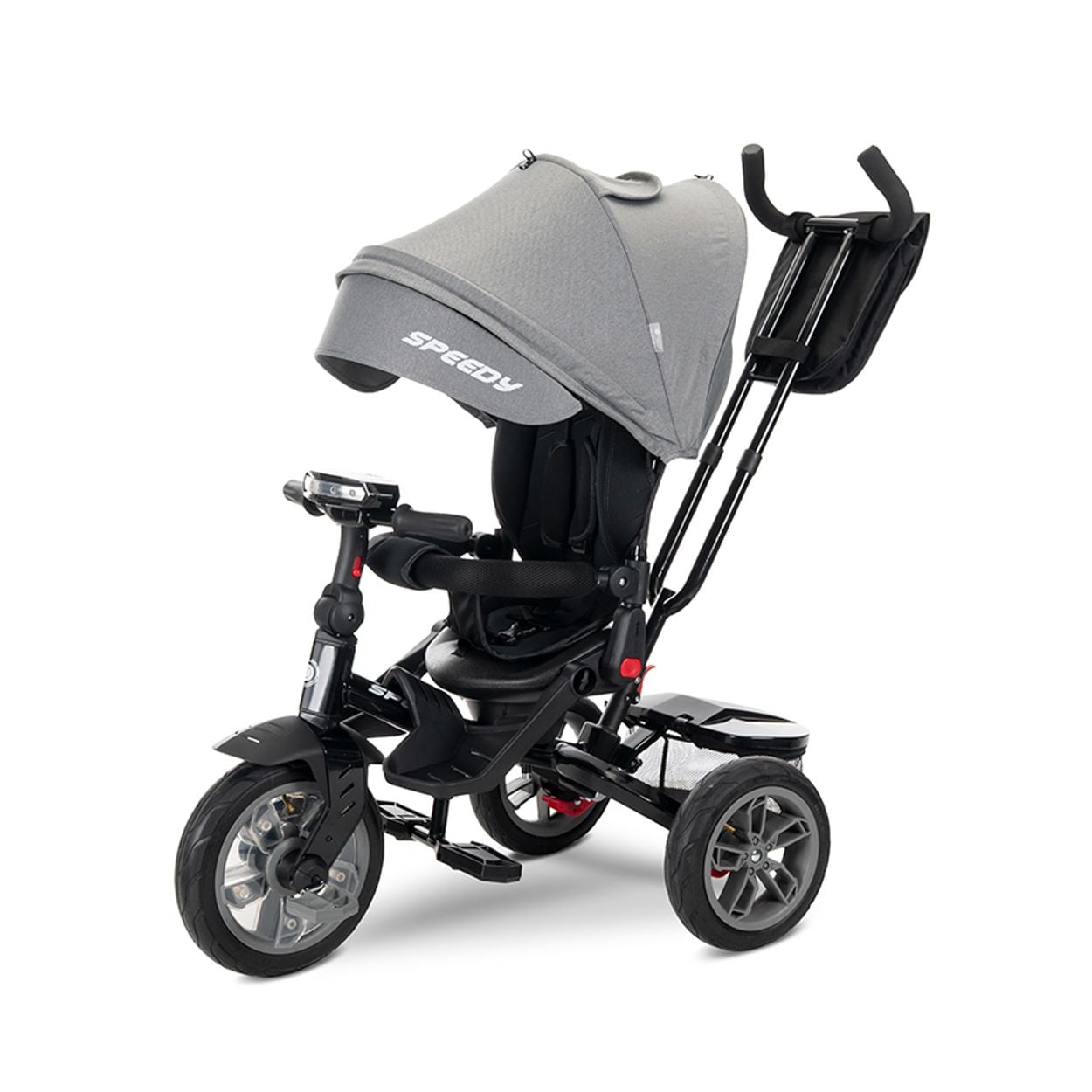 Lorelli Tricycle Speedy, Luftreifen, drehbarer Sitz, Musik, Licht, Schubstange dunkelgrau 