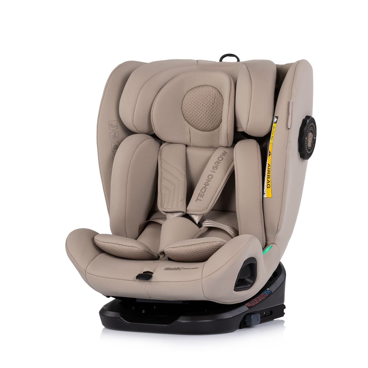 Chipolino Kindersitz Techno iGROW i-Size (40-150cm) Isofix Top Tether Kopfst&uuml;tze beige 