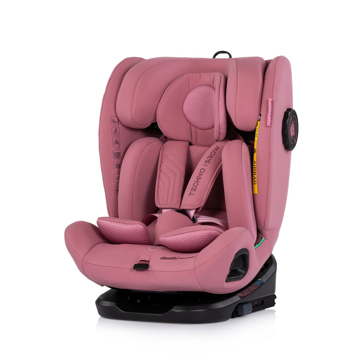 Chipolino Kindersitz Techno iGROW i-Size (40-150cm) Isofix Top Tether Kopfst&uuml;tze rosa 