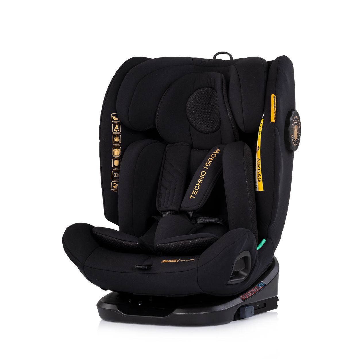 Chipolino Kindersitz Techno iGROW i-Size (40-150cm) Isofix Top Tether Kopfst&uuml;tze schwarz 