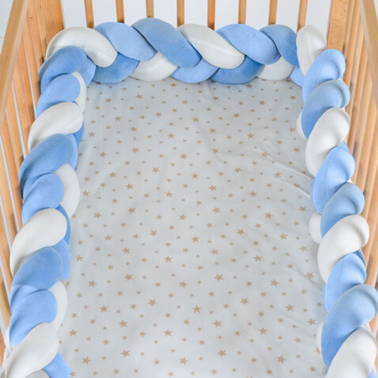 Cangaroo Bettnestchen Braidy geflochten, Bettumrandung 220 x 13 x 3,5 cm blau wei&szlig; 