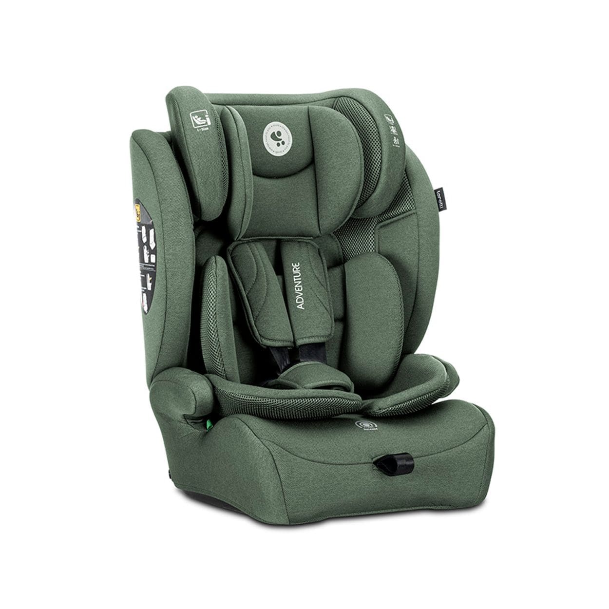 Lorelli Kindersitz i-Size Adventure (76-150 cm) Kopfst&uuml;tze verstellbar bis 36 kg dunkelgr&uuml;n 