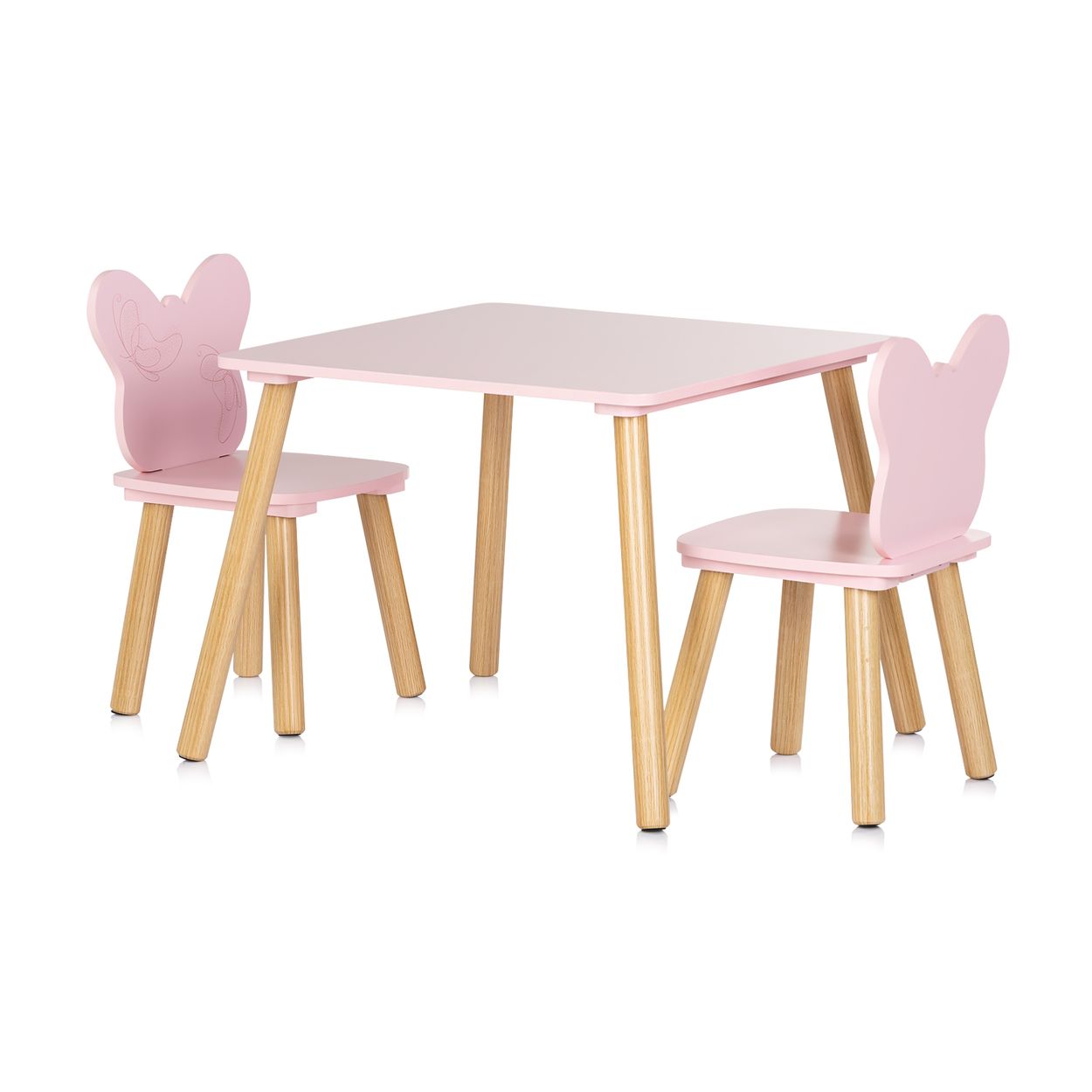 Chipolino Kinder Tischset Holztisch, 2 Holzst&uuml;hle, Kindersitzgruppe, 3-teilig rosa 