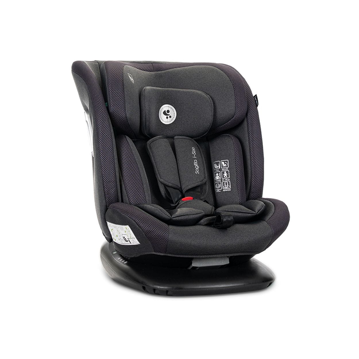 Lorelli Kindersitz Sagitta i-Size (40x150cm) 360 Grad Drehung SPS Kopfkissen schwarz 
