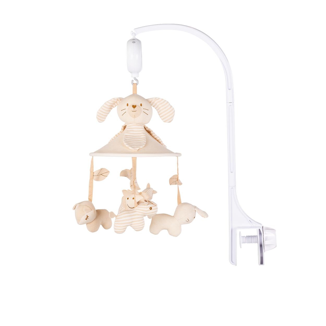 Chipolino Musik Mobile Rabbit und Friends 360 Grad drehbar 100 % Baumwolle Musik beige