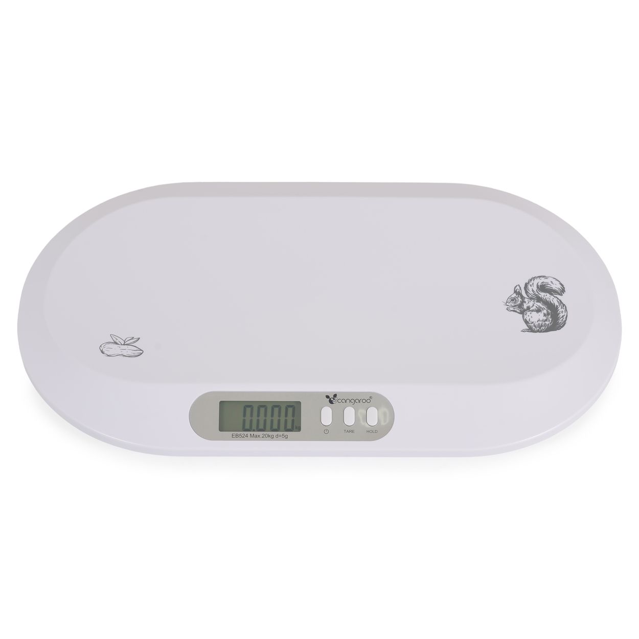 Cangaroo Babywaage Peanut Ma&szlig;band LCD-Display Tara-Funktion Haltefunktion 20 kg wei&szlig; 