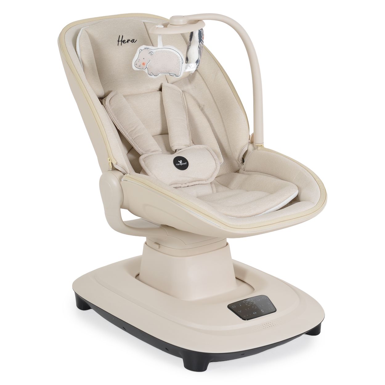 Cangaroo Babywippe Hera elektrisch, Musik, Moskitonetz, 360-Grad-Drehung, Timer beige 