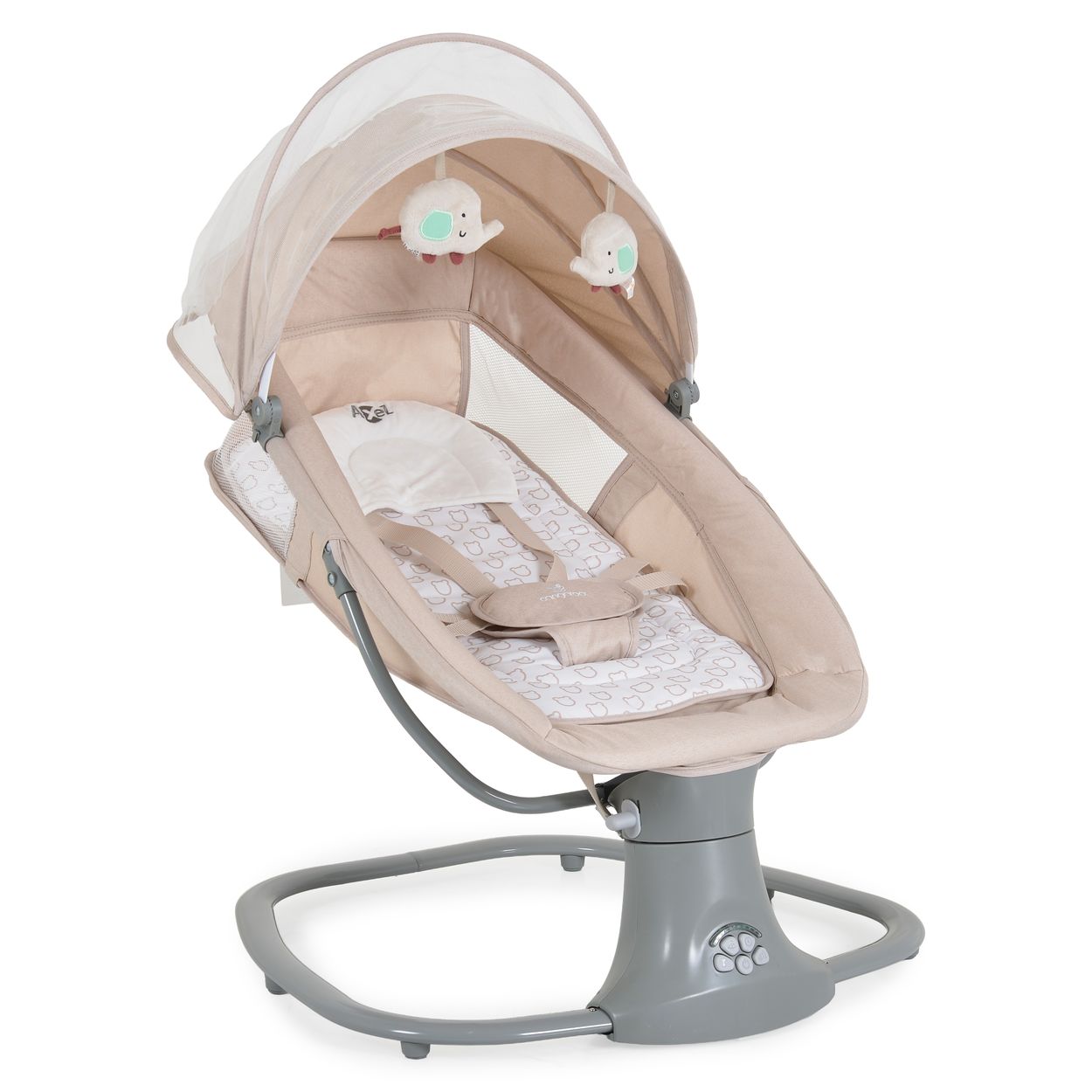 Moni Babywippe Axel 3 in 1 Schaukelfunktion Stubenwagen, Fernbedienung, Melodien, beige 