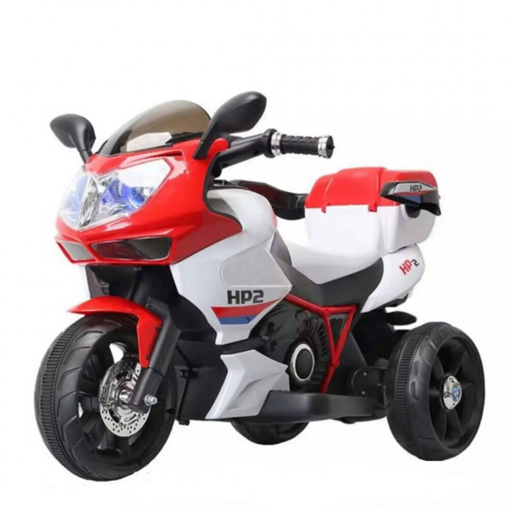 Kinder Elektromotorrad HP2 FB-6187, mit Musikfunktion, Spielzeugkorb, ab 3 Jahre rot 