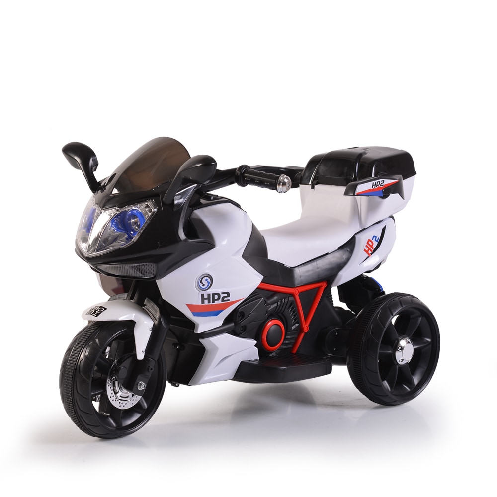 Kinder Elektromotorrad HP2 FB-6187, mit Musikfunktion, Spielzeugkorb, ab 3 Jahre schwarz 