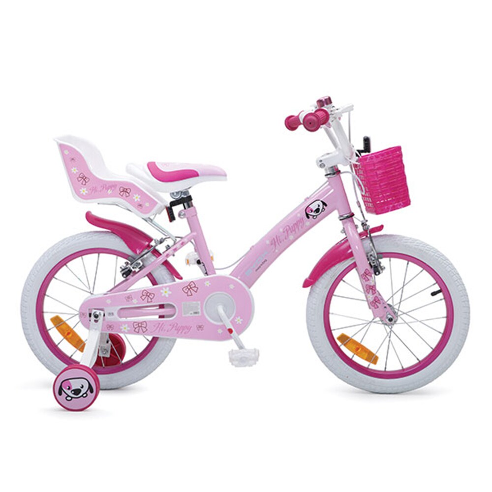 Byox Kinderfahrrad 16 Zoll Puppy rosa, St&uuml;tzr&auml;der, Puppensitz, einstellbar 