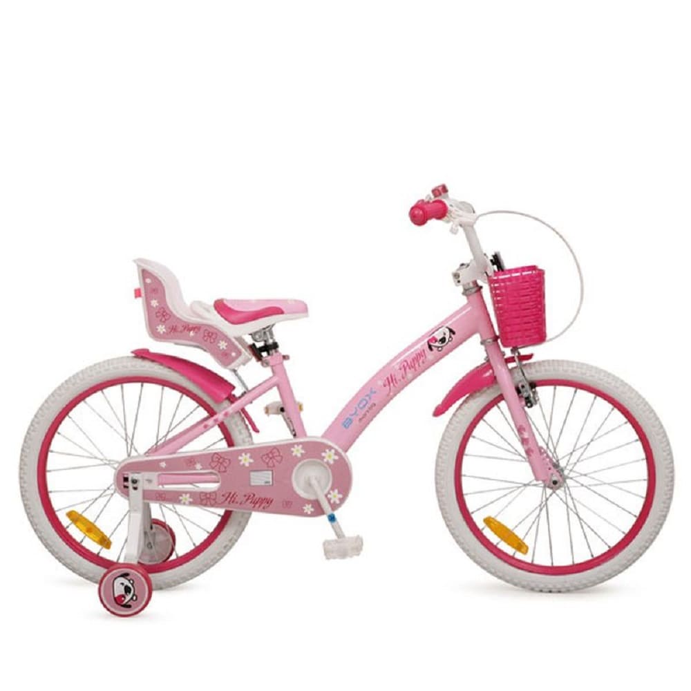 Byox Kinderfahrrad 20 Zoll Puppy, St&uuml;tzr&auml;der, Frontkorb, Puppensitz ab 6 Jahre 