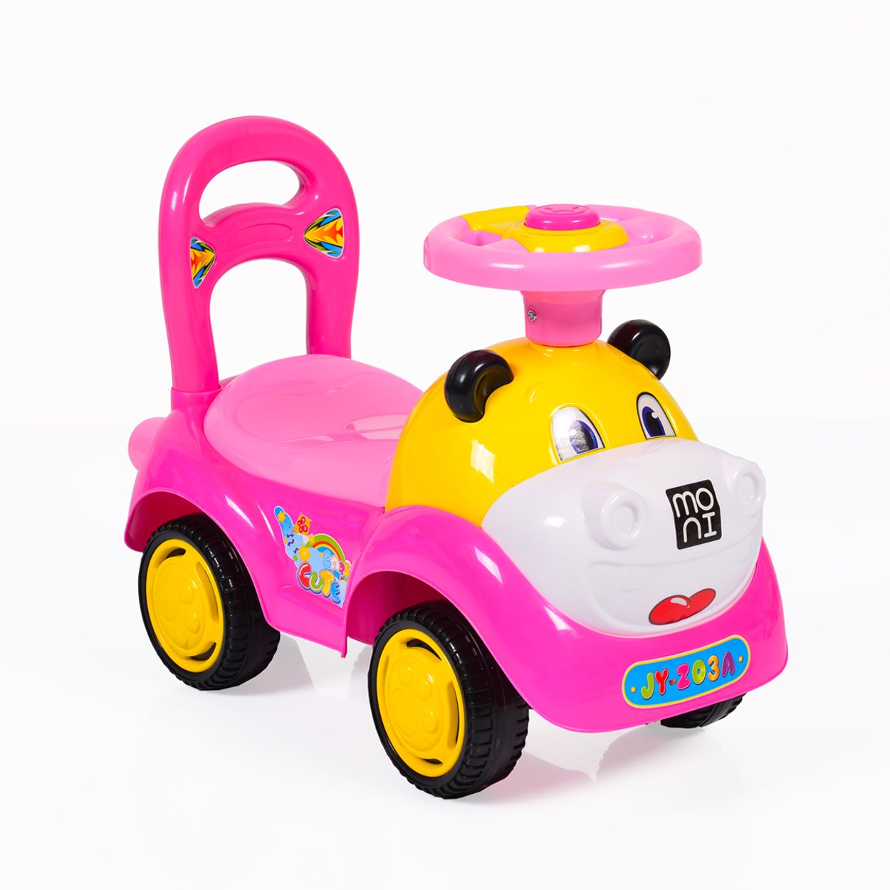Kinderauto, Rutscher Laufhilfe Super Car lustiges Design, Melodien, R&uuml;ckenlehne rosa 