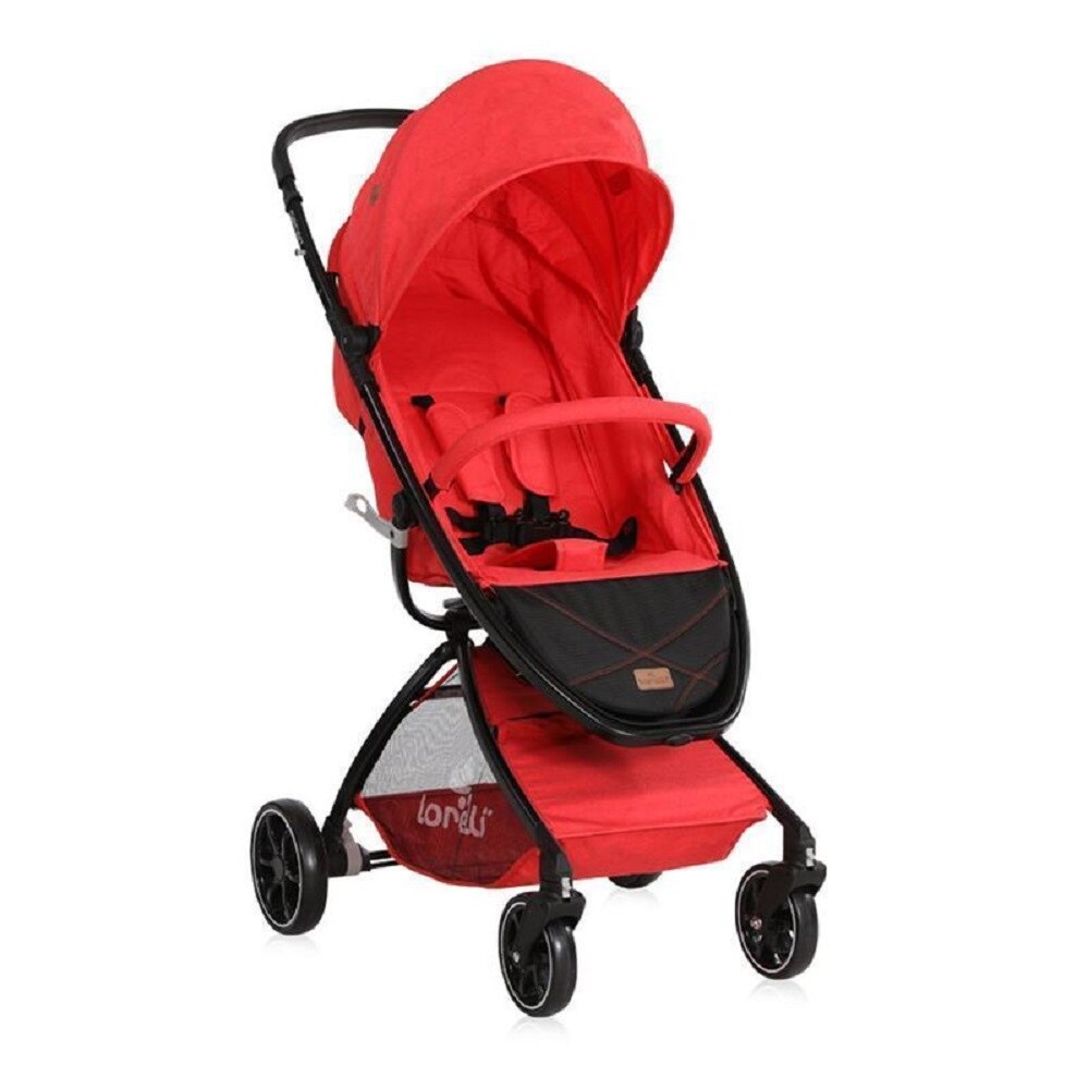 Lorelli Kinderwagen SPORT mit Korb, verstellbares Sonnendach, Fu&szlig;sack, klappbar rot 