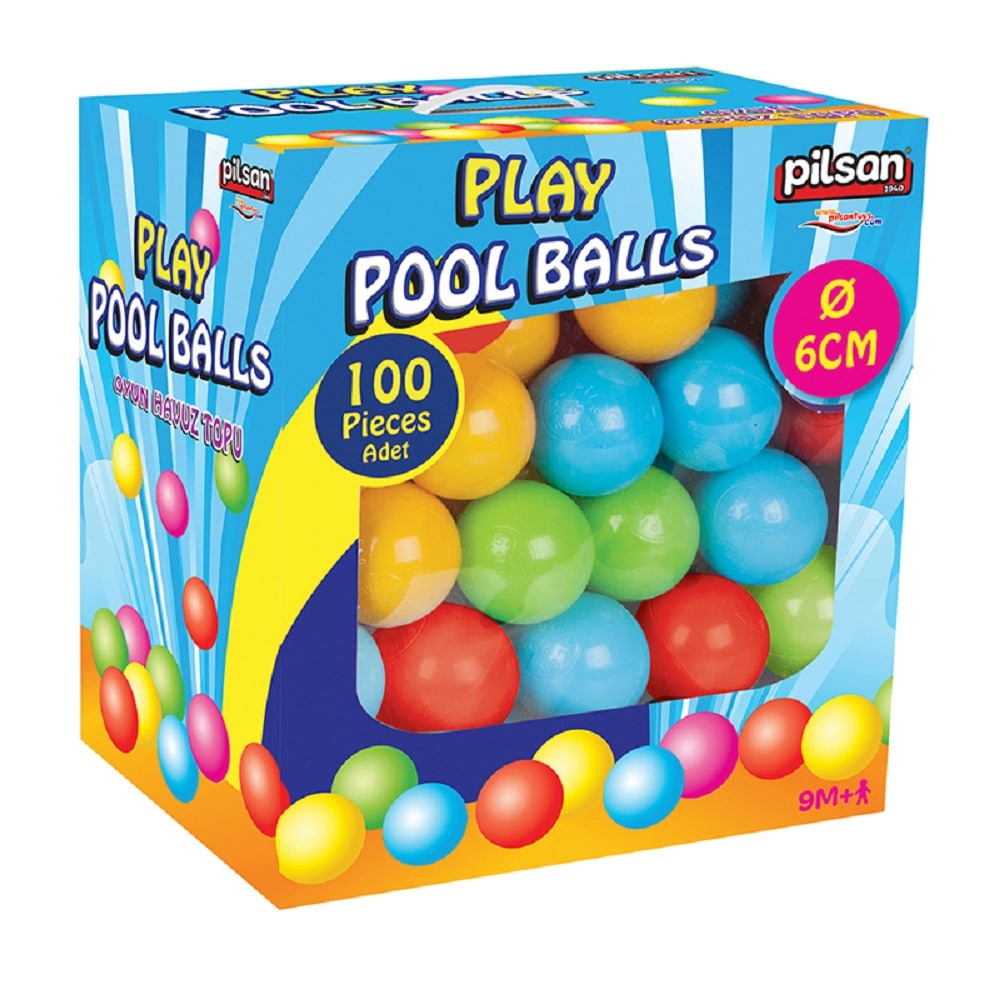 Pilsan B&auml;llebad 06400, 100 bunte Spielb&auml;lle je 6 cm Durchmesser im Karton 